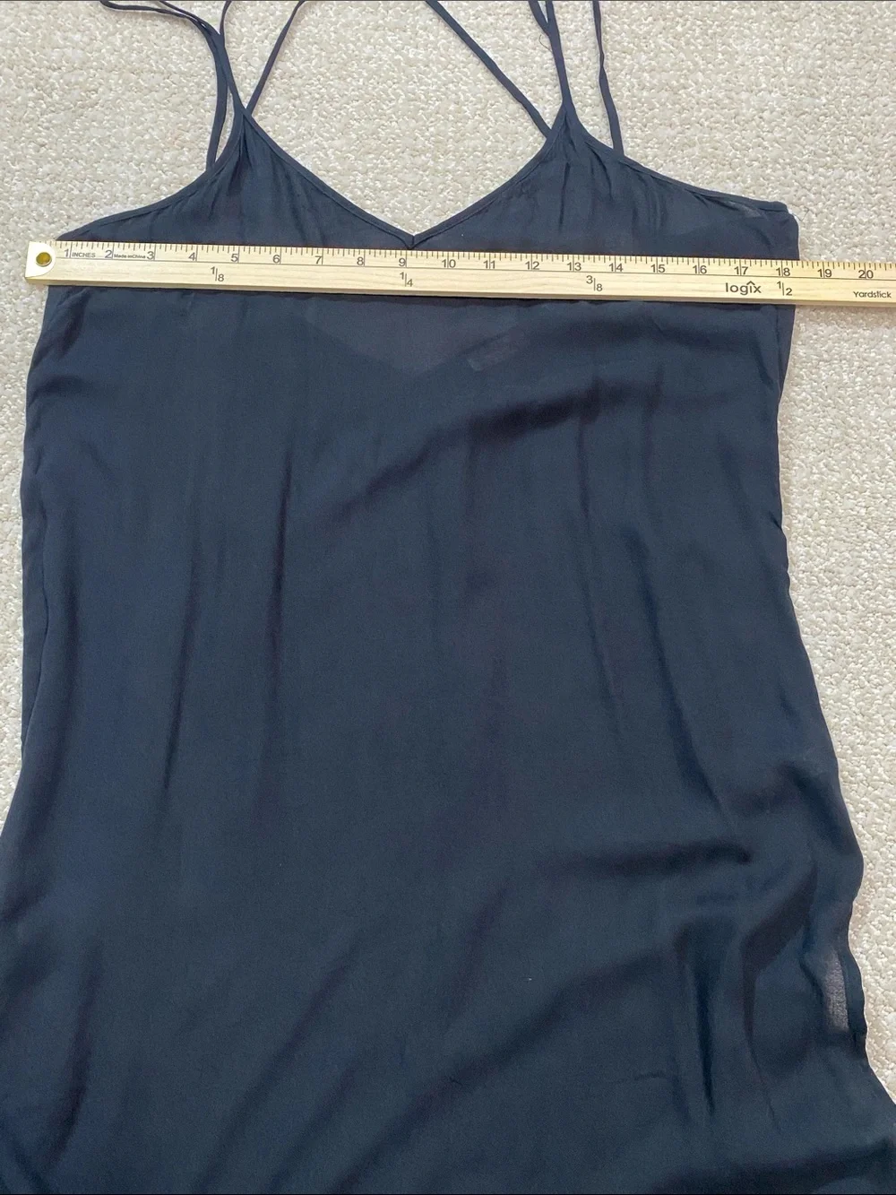 Free People Black Long Crisscross-Back Nightgown with Asymmetric Hem 100% Rayon